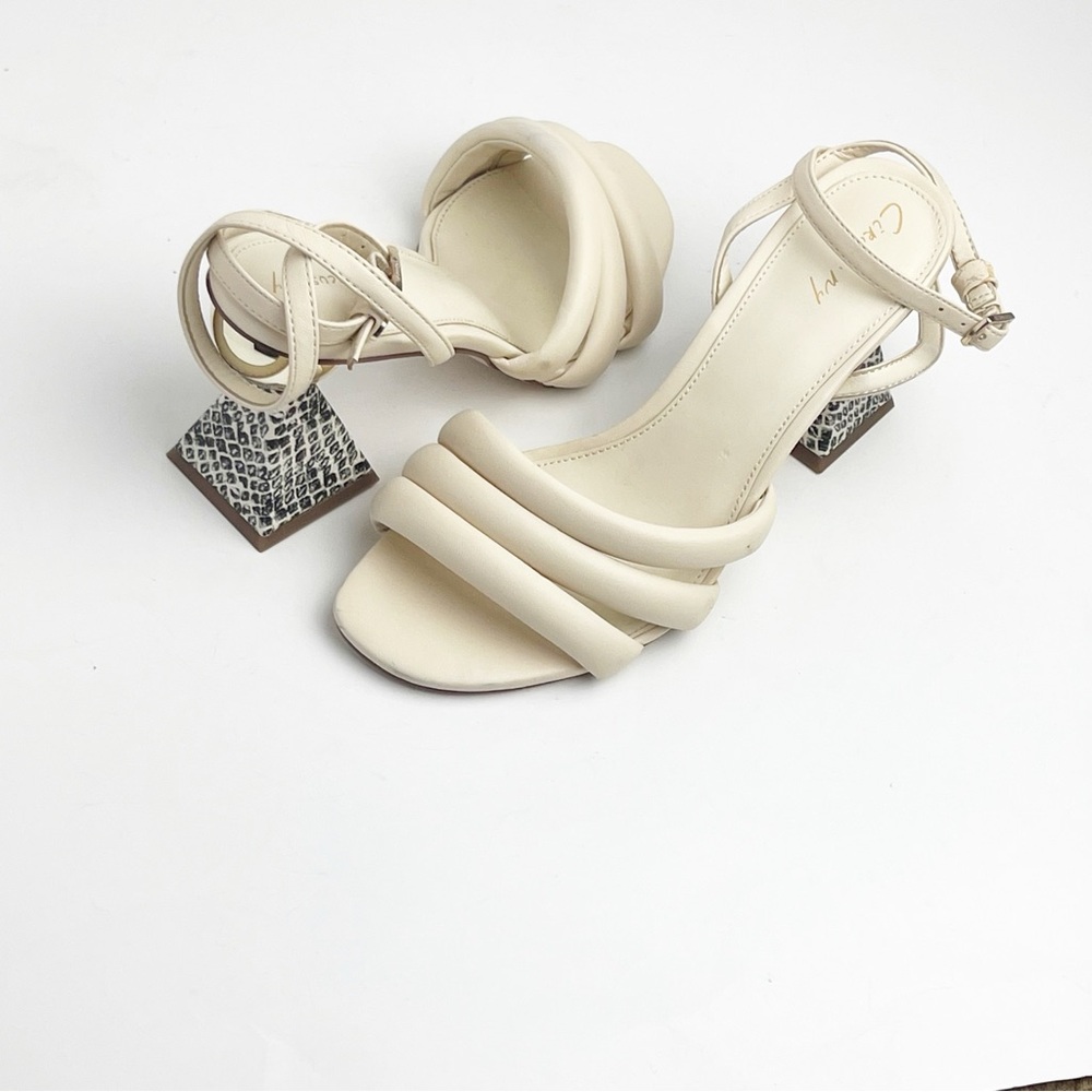 CIRCUS By SAM EDELMAN Bobbie Ivory Sculpted Geometric Strappy Heels, Size 8